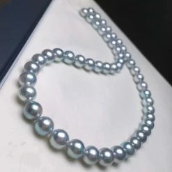 Takaramonobr Akoya Pearls Natural-Color | 8.0-8.5 Mm Japanese Silver-Blue Akoya Pearl Necklace - PSL Certificate