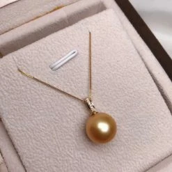 Takaramonobr Twinkle Drop 12.0-13.0 Mm AAA Golden South Sea Pearl Pendant & Diamond In 18-Karat Yellow Gold