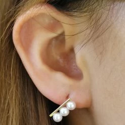 Takaramonobr Matchstick 3.0-4.0 Mm Japanese White Akoya Cultured Pearl Stud Earrings In18K Gold Akoya Pearls