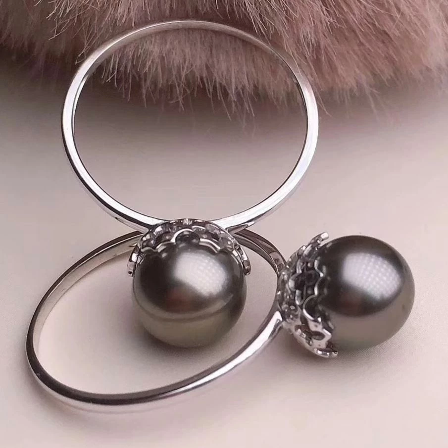 Cheap 🔥 Takaramonobr 7.0-8.0 Mm AAA Tahitian Black Pearl Ring In 18-Karat White Gold Black Pearls ❤️ 5 Takaramonobr 7.0-8.0 Mm AAA Tahitian Black Pearl Ring In 18-Karat White Gold Black Pearls