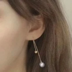 Takaramonobr 8.0-8.5 Mm Silver Blue Akoya Pearl Studs With Globe Drop Earrings