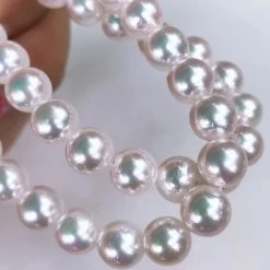 Takaramonobr 7.5-8.0 Mm AA+ Double Strand White Akoya Pearl Bracelet 16" For Woman Akoya Pearls
