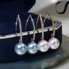 Takaramonobr Akoya Pearls Articulated Tapered Diamond And French Hook Akoya Pearl Earrings, 8.0-8.5 Mm