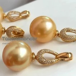 Takaramonobr Mystical 13.0-14.0 Mm Golden South Sea Pearl & Diamond Pendant In 18-Karat Yellow Gold