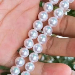Takaramonobr 7.5-8.0 Mm AA+ Double Strand White Akoya Pearl Bracelet 16