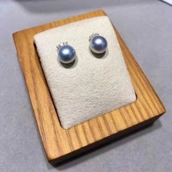 Takaramonobr Akoya Pearls Eyelash Collection 7.5-8.0 Mm Round Akoya Pearl Stud Earrings With Diamonds In 18K Gold