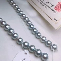 Takaramonobr Natural-Color | 10.5-11.0 Mm Japanese Silver-Blue Akoya Pearl Necklace - PSL Certificate Akoya Pearls