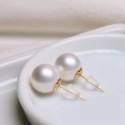 Takaramonobr 9.0-10.0 Mm White Freshadama Freshwater Pearl Stud Earrings