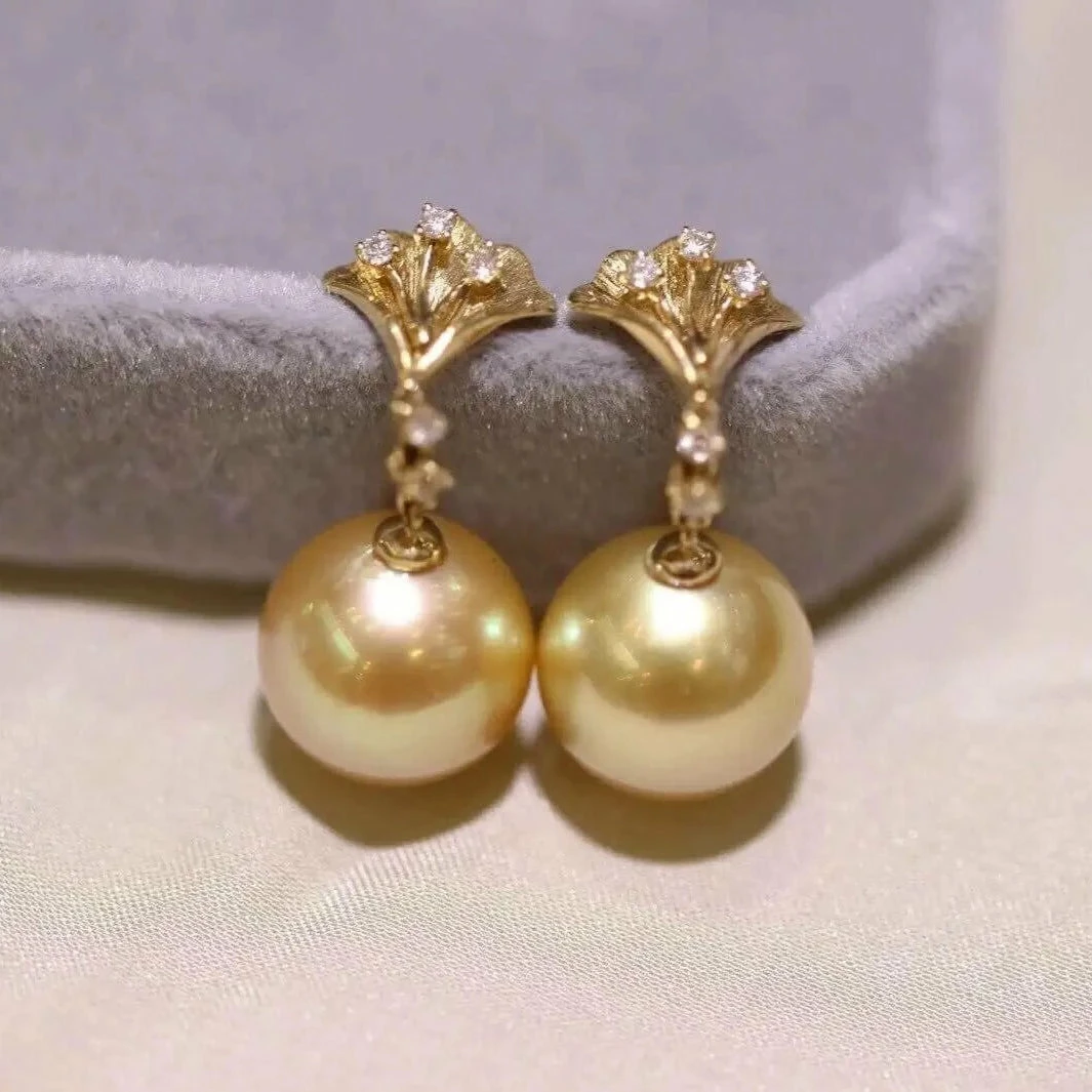 Flash Sale π Takaramonobr Ginkgo Leaf 10.0-11.0 Mm Golden South Sea Pearl & Diamond Earrings Golden South Sea Pearls π 3 Takaramonobr Ginkgo Leaf 10.0-11.0 Mm Golden South Sea Pearl & Diamond Earrings Golden South Sea Pearls