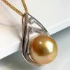 Takaramonobr Eternity Of Love Giant 12.0-13.0 Mm Golden South Sea Pearl & Diamond Pendant