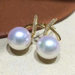 Best Pirce 🎁 Takaramonobr Akoya Pearls X Collection 8.5-9.0 Mm Akoya Pearl With Diamonds Stud Earrings Mounted On 18K Yellow Gold ⭐ 12 Takaramonobr Akoya Pearls X Collection 8.5-9.0 Mm Akoya Pearl With Diamonds Stud Earrings Mounted On 18K Yellow Gold