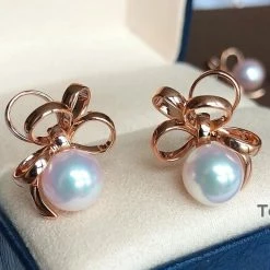 Takaramonobr 8.5-9.0 Mm Knot White Round Akoya Pearl Earrings/Ring/Pendant/Set Akoya Pearls