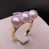 Takaramonobr Akoya Pearls Tri-Pearl 7.5-8.0 Mm Japanese Cultured Akoya Pearl Ring Mounted On 18K Gold