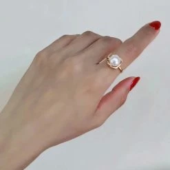 Takaramonobr Wrap Around Pearl Ring, 8.0-8.5 Mm Japanese Akoya