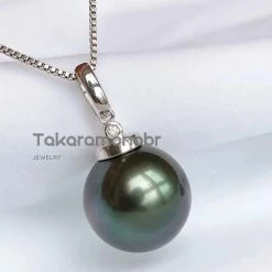Takaramonobr 12.0-13.0 Mm Tahitian Black Green Pearl & Diamond French Hooks Earrings/Pendant In G18k