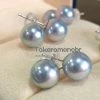 Takaramonobr Japanese Silver-Blue Akoya Pearl Stud Earrings In 18-Karat Gold Akoya Pearls