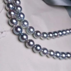 Takaramonobr Natural-Color | 10.0-10.5 Mm Japanese Silver-Blue Akoya Pearl Necklace - PSL Certificate Akoya Pearls