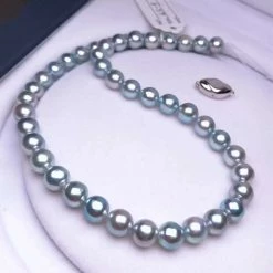 Takaramonobr BLUE-ROSE | 8.5-9.0 Mm Japanese Natural Silver-Blue Akoya Pearl Necklace - PSL Certificate Akoya Pearls