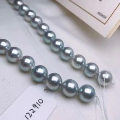 Takaramonobr Natural-Color | 10.5-11.0 Mm Japanese Silver-Blue Akoya Pearl Necklace - PSL Certificate Akoya Pearls