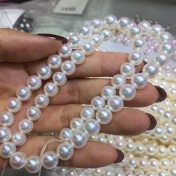 Takaramonobr 7.5-8.0 Mm Natural Color Untreated Snow White Akoya Pearl Necklace