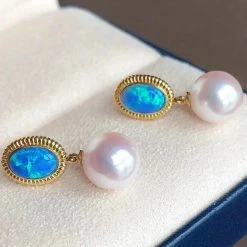 Discount 😉 Takaramonobr Akoya Pearls Romantic Collection 8.0-8.5 Mm White Akoya Pearl & Opal Earrings 🥰 7 Takaramonobr Akoya Pearls Romantic Collection 8.0-8.5 Mm White Akoya Pearl & Opal Earrings