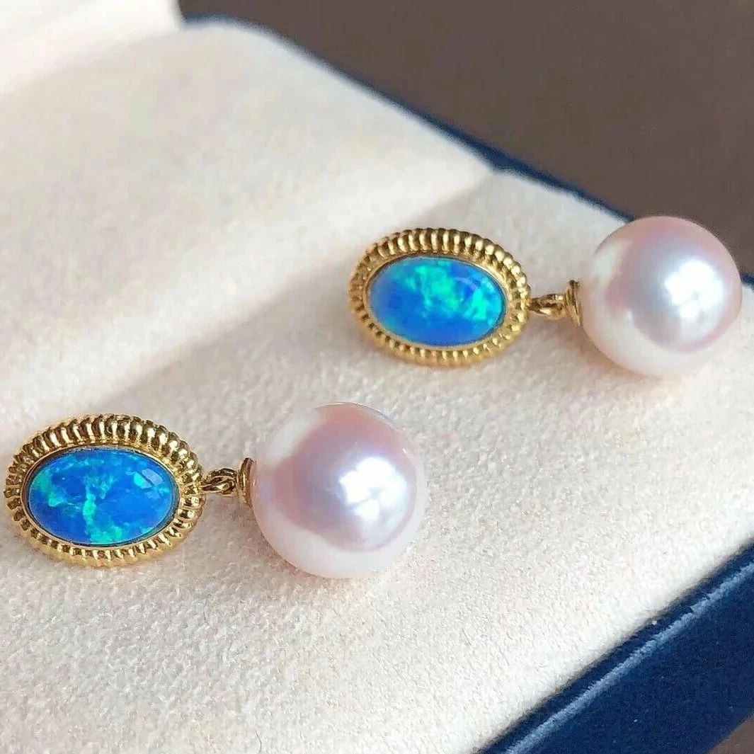 Discount 😉 Takaramonobr Akoya Pearls Romantic Collection 8.0-8.5 Mm White Akoya Pearl & Opal Earrings 🥰 5 Takaramonobr Akoya Pearls Romantic Collection 8.0-8.5 Mm White Akoya Pearl & Opal Earrings