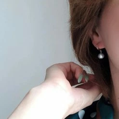 Takaramonobr Circle Collection 8.5-9.0 Mm Silver-Blue Akoya Pearl Dangle Earrings