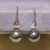 Takaramonobr 8.0-9.0 Mm Tahitian Black Pearl Stiletto Diamonds Pearl Earrings