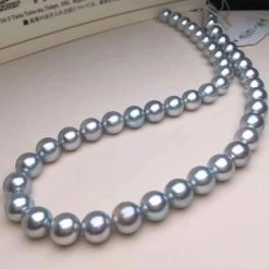 Takaramonobr Akoya Pearls Natural-Color | 8.5-9.0 Mm Japanese Silver-Blue Akoya Pearl Necklace - PSL Certificate