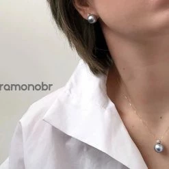 Takaramonobr Forever Elegant 10.0-11.0 Mm Tahitian Silver Blue Pearl & Diamond Stud Earrings/Pendant In 18K Gold Blue Pearls