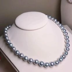 Takaramonobr BLUE-ROSE | 8.5-9.0 Mm Japanese Natural Silver-Blue Akoya Pearl Necklace - PSL Certificate Akoya Pearls