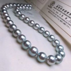 Takaramonobr Natural-Color | 10.5-11.0 Mm Japanese Silver-Blue Akoya Pearl Necklace - PSL Certificate Akoya Pearls