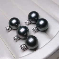 Takaramonobr Black Pearls Forever Elegant AAA 13.0-14.0 Mm Tahitian Black Pearl & Diamond Pendant