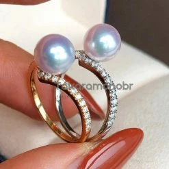 Hot Sale 🔔 Takaramonobr Heart 7.5-8.0 Mm Japanese Akoya Pearl & Diamond Ring Akoya Pearls 😉 15 Takaramonobr Heart 7.5-8.0 Mm Japanese Akoya Pearl & Diamond Ring Akoya Pearls