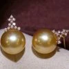 Outlet 👏 Takaramonobr Golden South Sea Pearls Crowned 10.0-11.0 Mm Golden South Sea Pearl & Diamond Stud Earrings In G18k ✨ 1 Takaramonobr Golden South Sea Pearls Crowned 10.0-11.0 Mm Golden South Sea Pearl & Diamond Stud Earrings In G18k