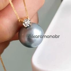 Takaramonobr Forever Elegant 10.0-11.0 Mm Tahitian Silver Blue Pearl & Diamond Stud Earrings/Pendant In 18K Gold Blue Pearls
