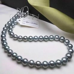 Takaramonobr OCEAN BLUE | 11.0-13.0 Mm Silver Blue Tahitian True Round Pearl Necklace | PSL Certificate