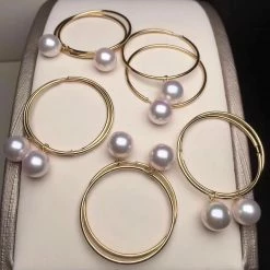 Takaramonobr Akoya Pearls Annulus 8.0-8.5 Mm White Akoya Pearl Detachable Earrings In 18K