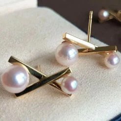 Takaramonobr Akoya Pearls Matchstick Akoya Pearl Earrings & Necklace & Ring Set - 4.0-7.0 Mm