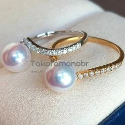 Hot Sale 🔔 Takaramonobr Heart 7.5-8.0 Mm Japanese Akoya Pearl & Diamond Ring Akoya Pearls 😉 11 Takaramonobr Heart 7.5-8.0 Mm Japanese Akoya Pearl & Diamond Ring Akoya Pearls