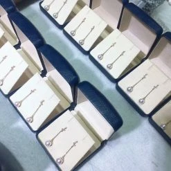 Takaramonobr 7.5-8.0 Mm White Akoya Pearl Dangle Twig Earrings With Diamonds