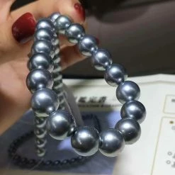 Takaramonobr OCEAN BLUE | 8.0-11.0 Mm Silver Blue Tahitian True Round Pearl Necklace | PSL Certificate Blue Pearls