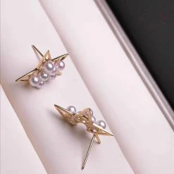 Takaramonobr Comet Cultured Japanese Baby Akoya Pearl Stud Earrings Mounted On 18K Gold Akoya Pearls