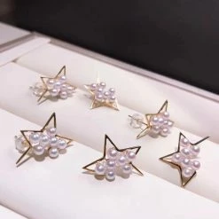 Takaramonobr Comet Cultured Japanese Baby Akoya Pearl Stud Earrings Mounted On 18K Gold Akoya Pearls