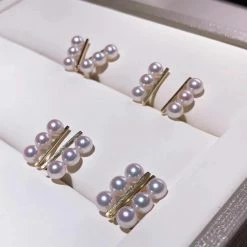 Takaramonobr Matchstick 3.0-4.0 Mm Japanese White Akoya Cultured Pearl Stud Earrings In18K Gold Akoya Pearls