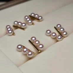Takaramonobr Matchstick 3.0-4.0 Mm Japanese White Akoya Cultured Pearl Stud Earrings In18K Gold Akoya Pearls