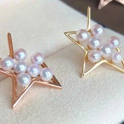 Takaramonobr Comet Cultured Japanese Baby Akoya Pearl Stud Earrings Mounted On 18K Gold Akoya Pearls