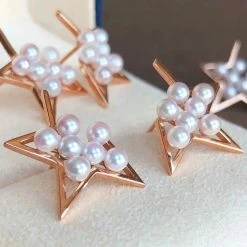 Takaramonobr Comet Cultured Japanese Baby Akoya Pearl Stud Earrings Mounted On 18K Gold Akoya Pearls