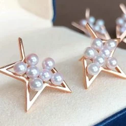 Takaramonobr Comet Cultured Japanese Baby Akoya Pearl Stud Earrings Mounted On 18K Gold Akoya Pearls