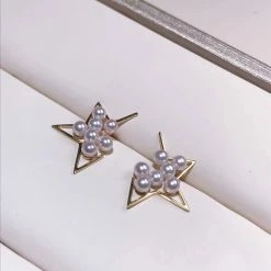 Takaramonobr Comet Cultured Japanese Baby Akoya Pearl Stud Earrings Mounted On 18K Gold Akoya Pearls